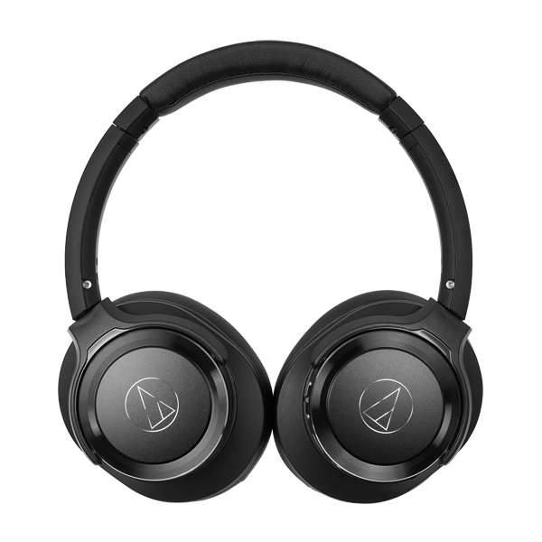 A pair of Audio-Technica ATH-WS660BT Wireless Over-Ear Headphones has two external earcups facing front